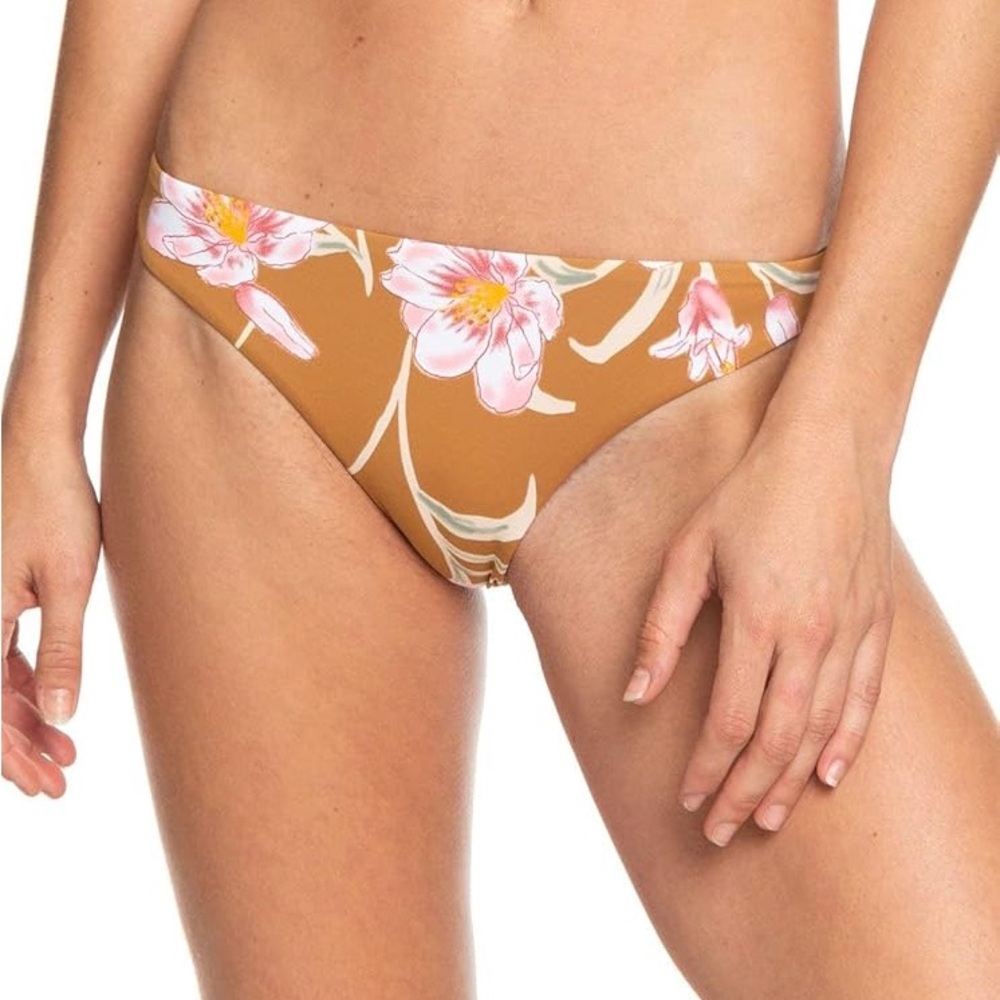 Roxy Tan and Pink Floral Bikini Bottom